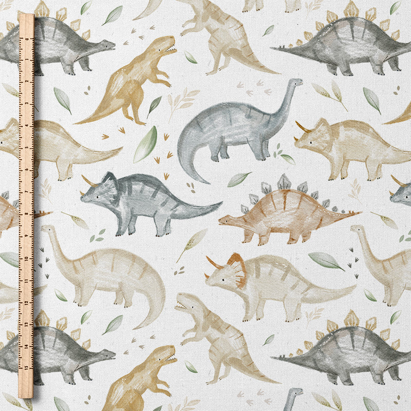 0.5m BIO French Terry Dino Tracks white *VORBESTELLUNG*