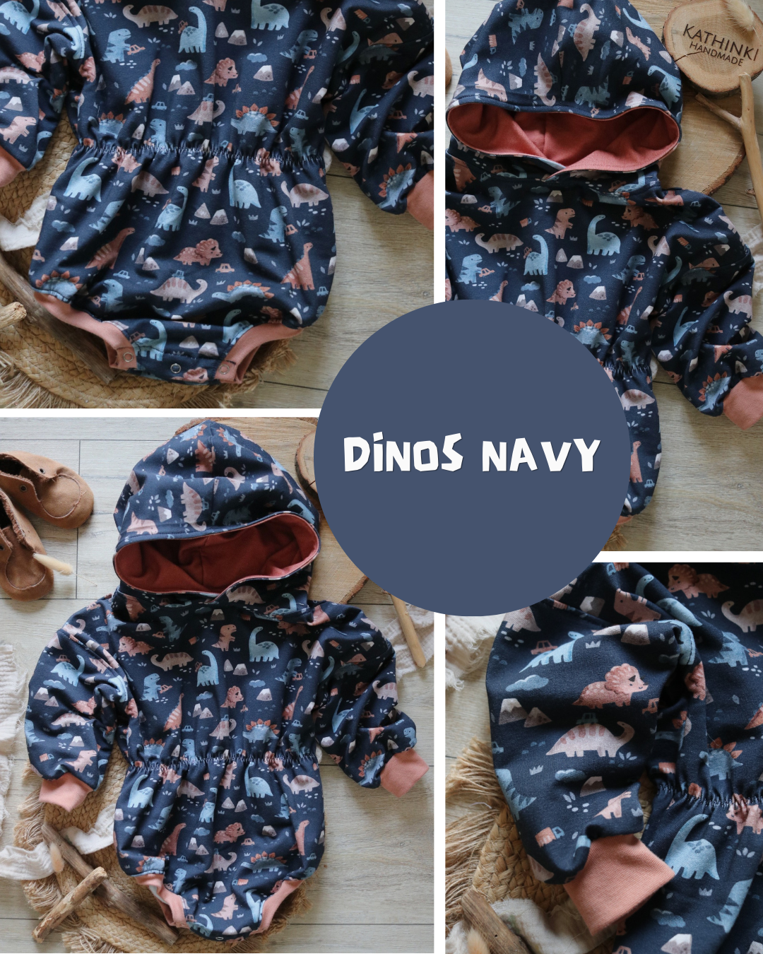 0.5m BIO French Terry Dinos navy