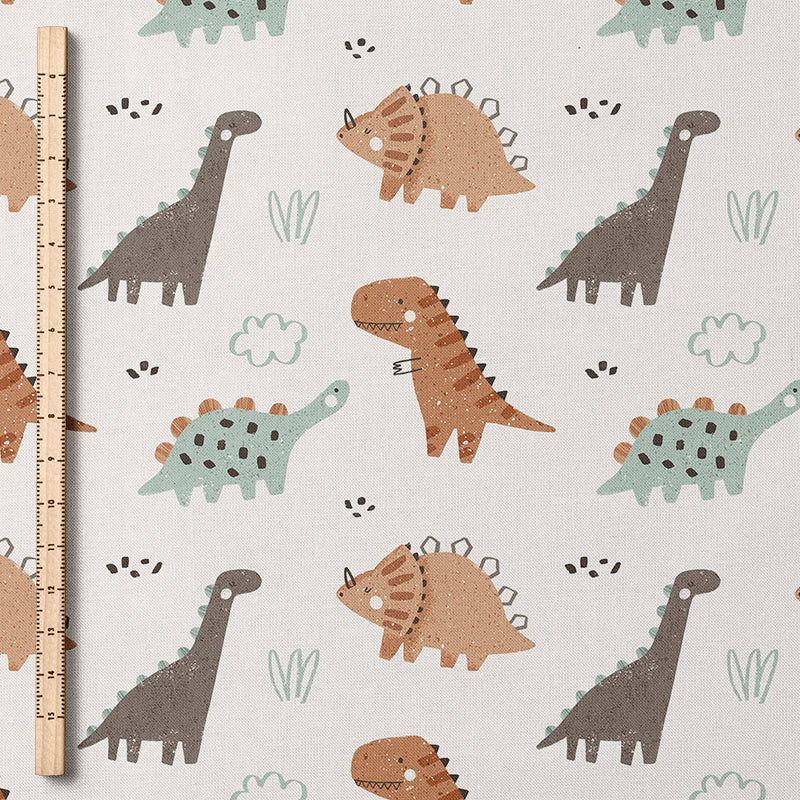 0.5m BIO French Terry Dinosaurs ecru