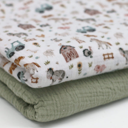 0.5m Musselin Bauernhofleben