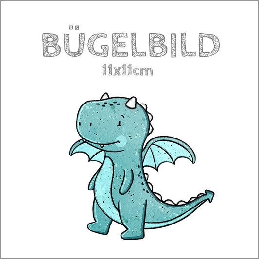 Bügelbild Dragon hellblau | 11x11cm