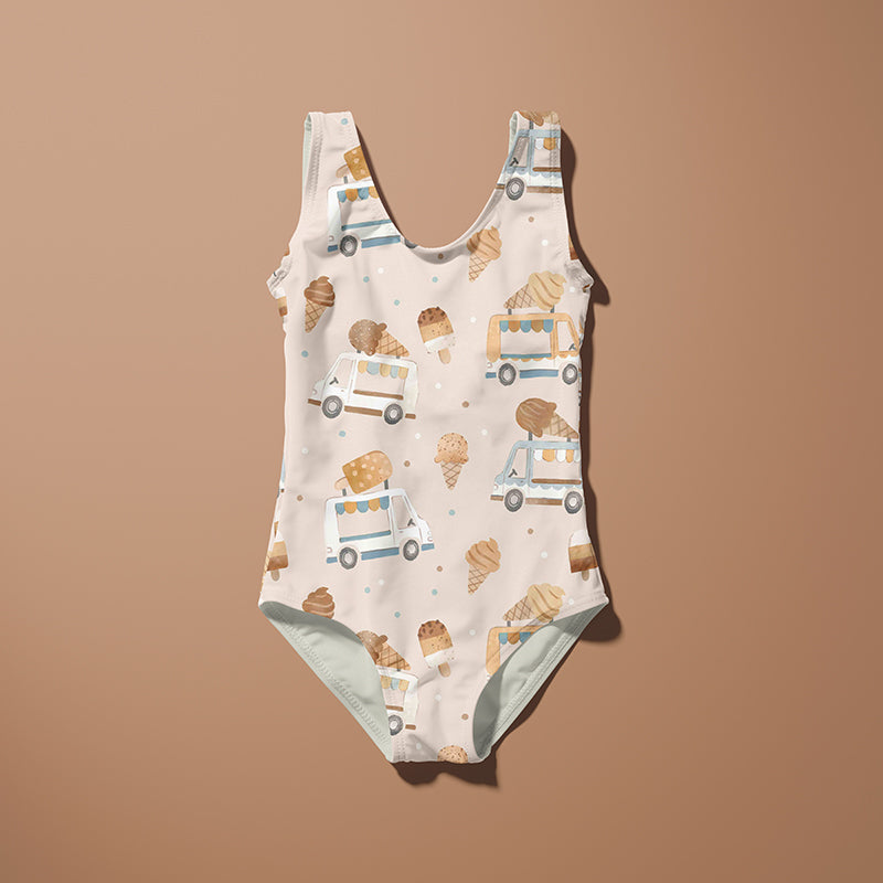 0.5m Bademodestoff Eis toffee