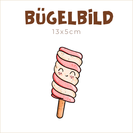 Bügelbild Eisliebe: Erdbeere-Vanille | 13x5cm