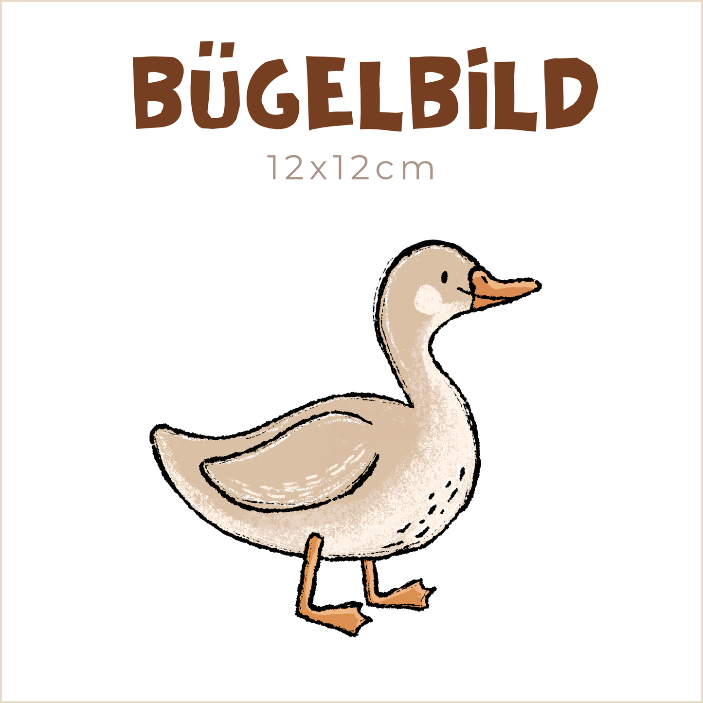 Bügelbild Entenfamilie: Ente beige | 12x12cm
