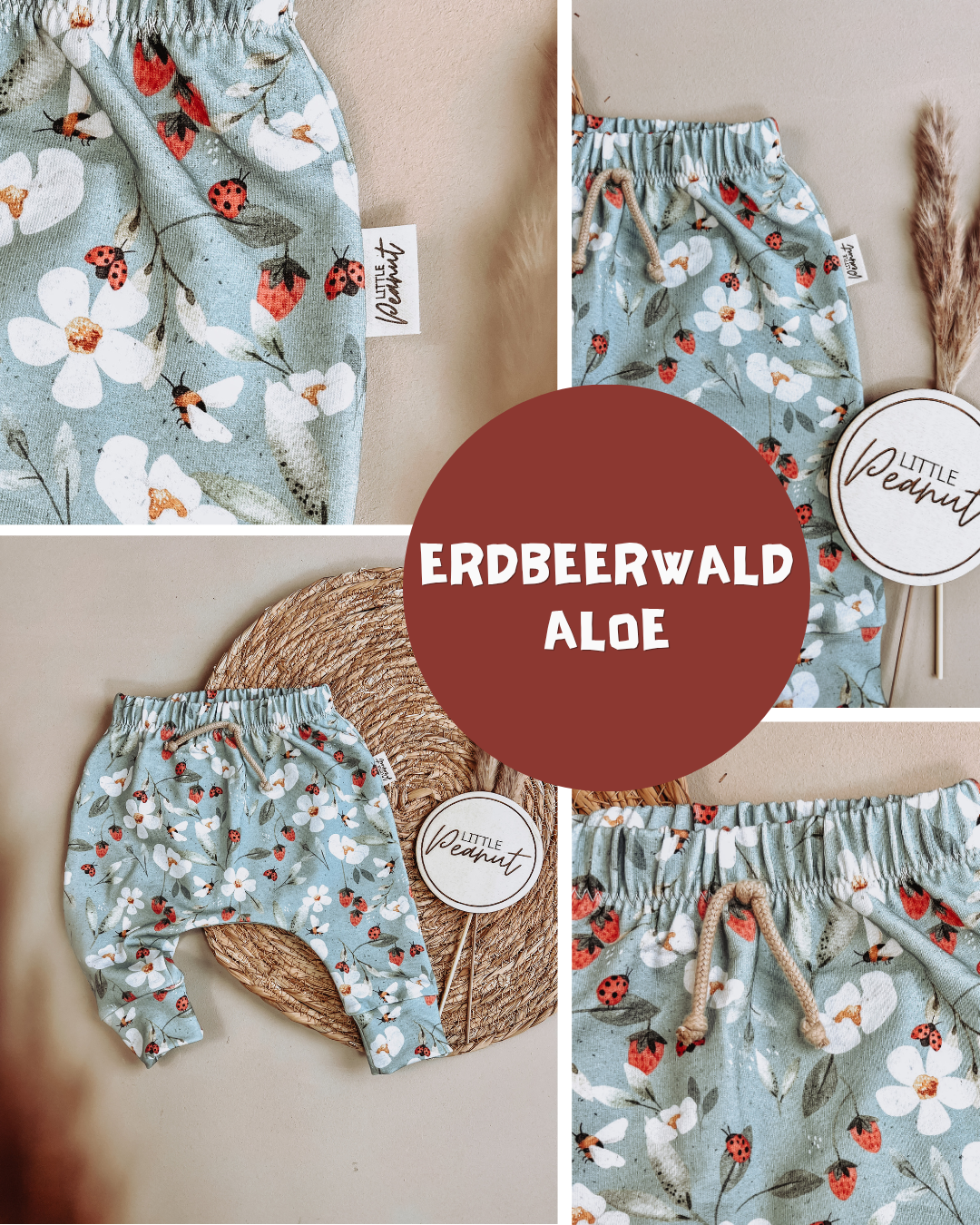 0.5m BIO French Terry Erdbeerwald aloe *STOFFÜBERSICHT*