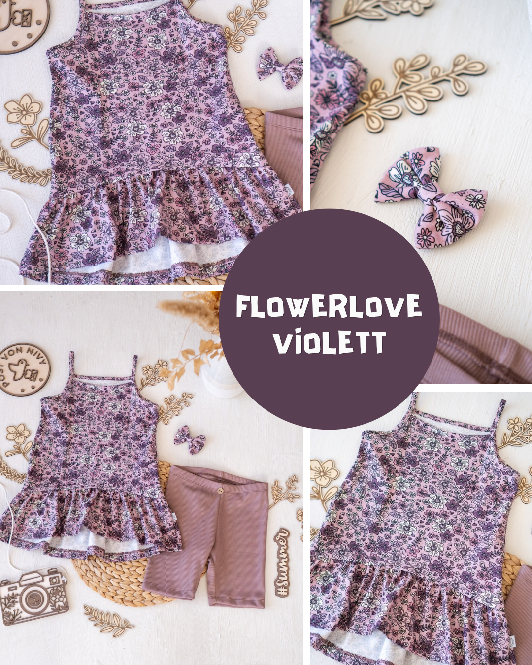 0.5m BIO French Terry Flowerlove violett *STOFFÜBERSICHT*