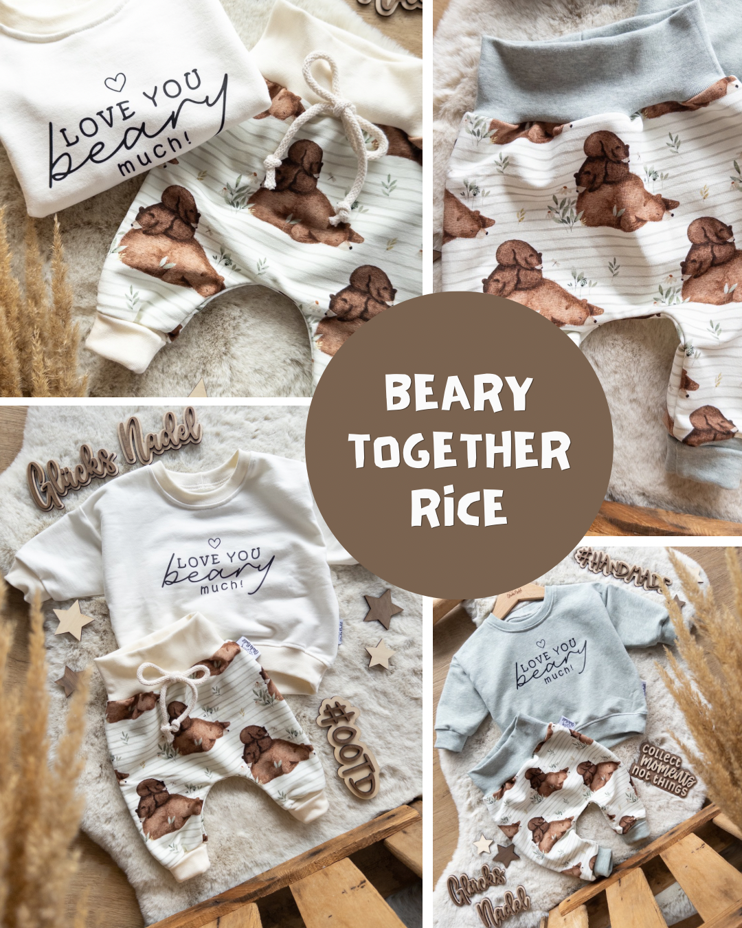 0.5m BIO French Terry Beary Together rice *STOFFÜBERSICHT*