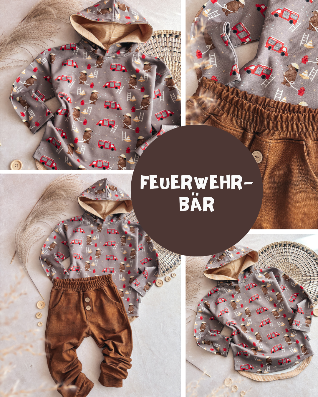0.5m BIO French Terry Feuerwehr-Bär *STOFFÜBERSICHT*