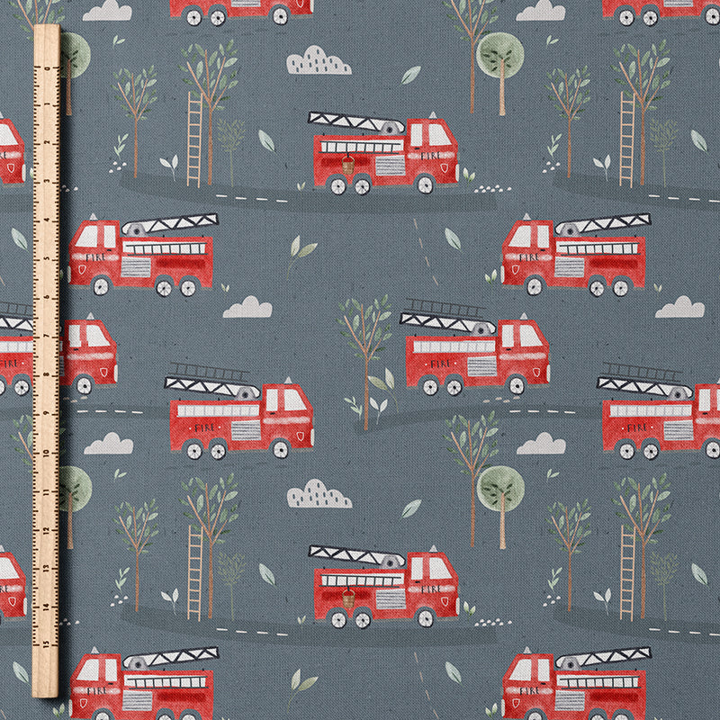 RESTSTÜCK 130cm BIO French Terry Fire Truck steel
