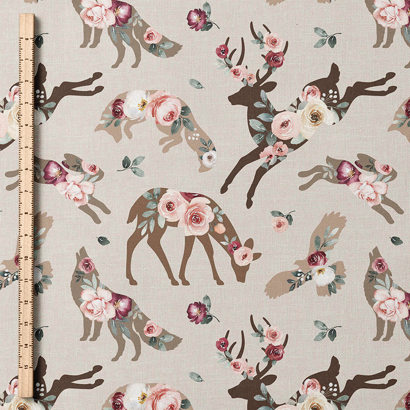 0.5m BIO French Terry Floral Woodland