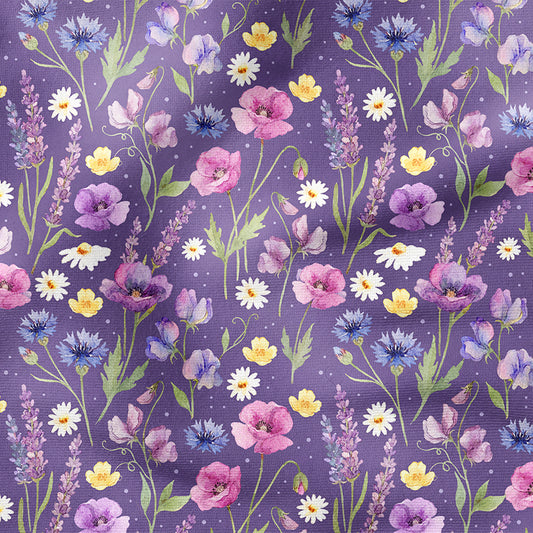 0.5m BIO French Terry Floras Flowers violett