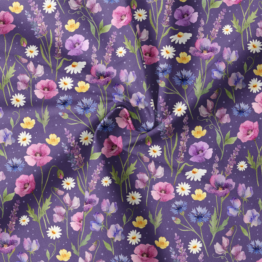 0.5m BIO French Terry Floras Flowers violett