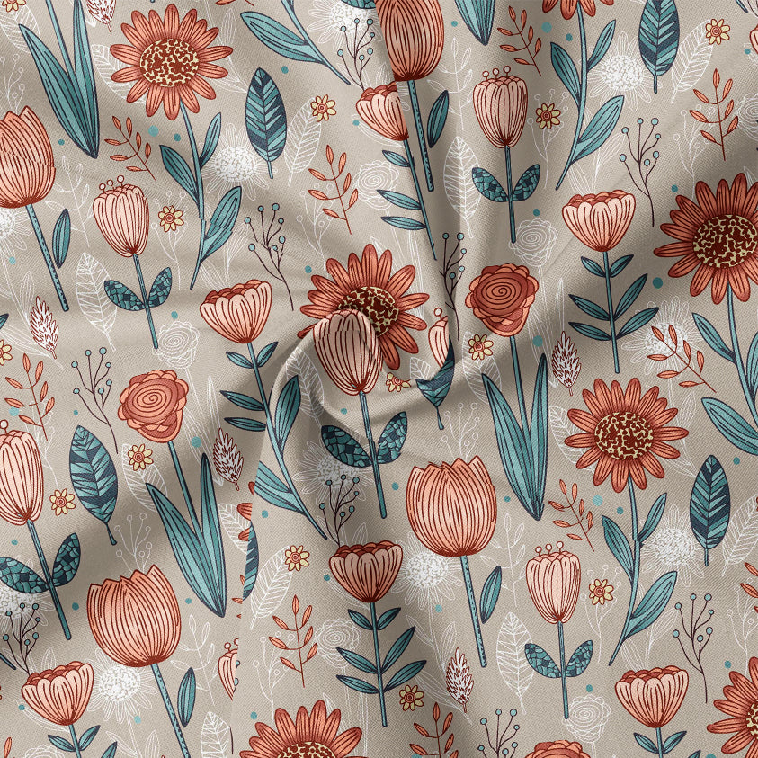 0.5m Biojersey Flowerart herbstrot