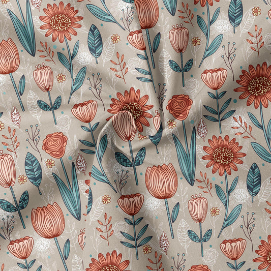 0.5m Biojersey Flowerart herbstrot