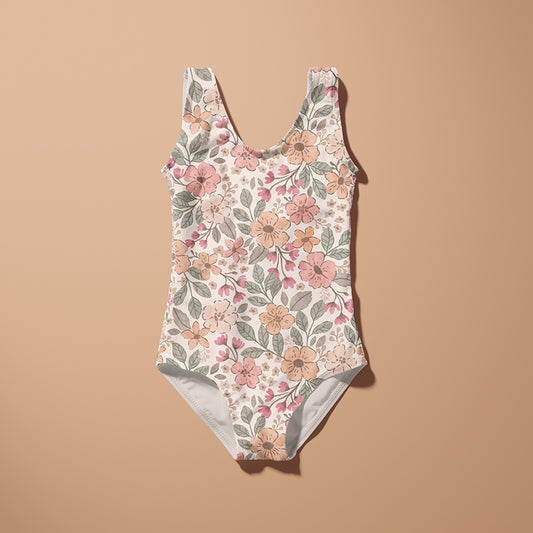 0.5m Bademodestoff Flowers cream