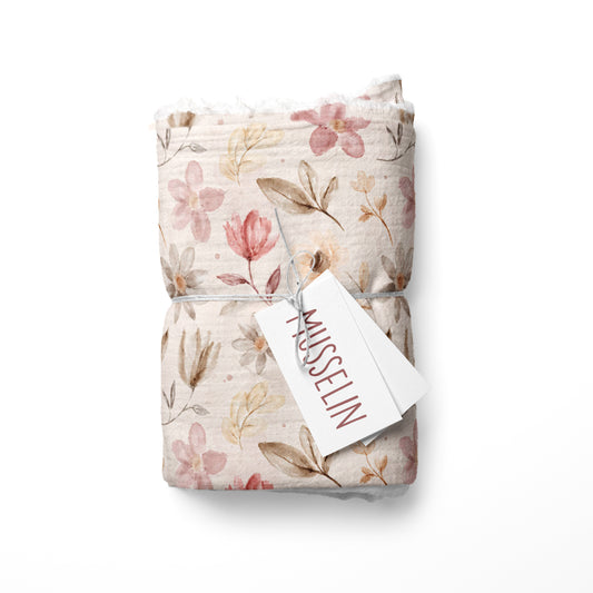 0.5m Musselin Flowers neutral