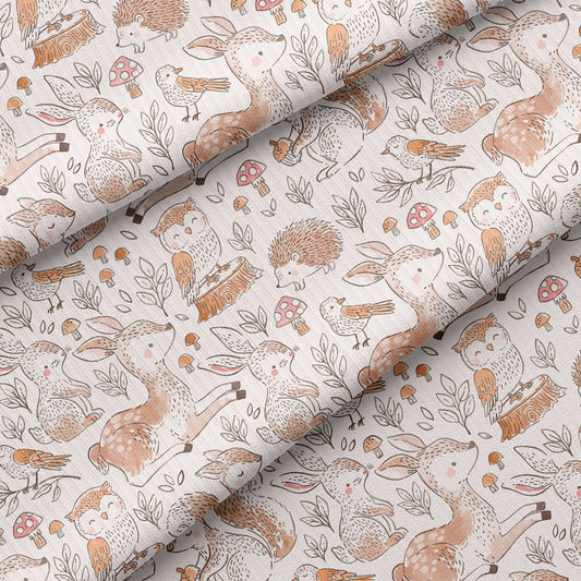 0.5m BIO Rippjersey Forest Animals bright