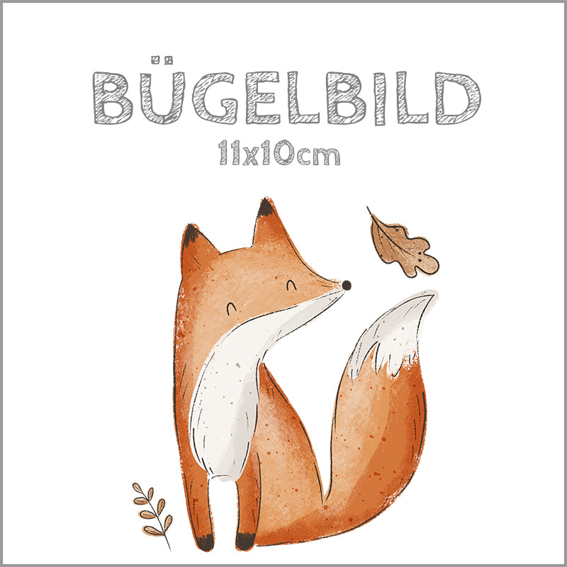 Bügelbild Forest Fox mit Blätter | 11x10cm