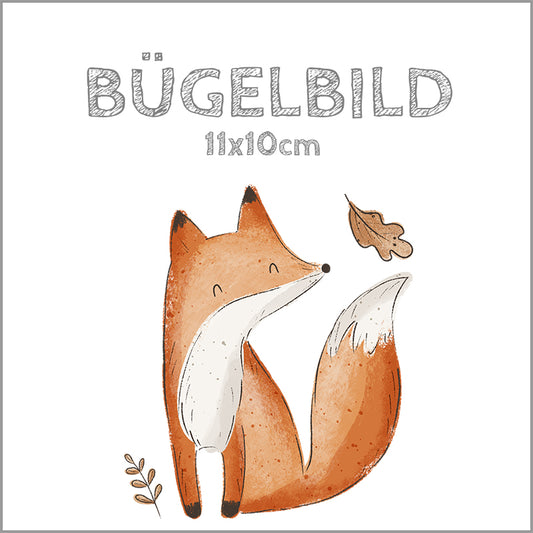 Bügelbild Forest Fox mit Blätter | 11x10cm