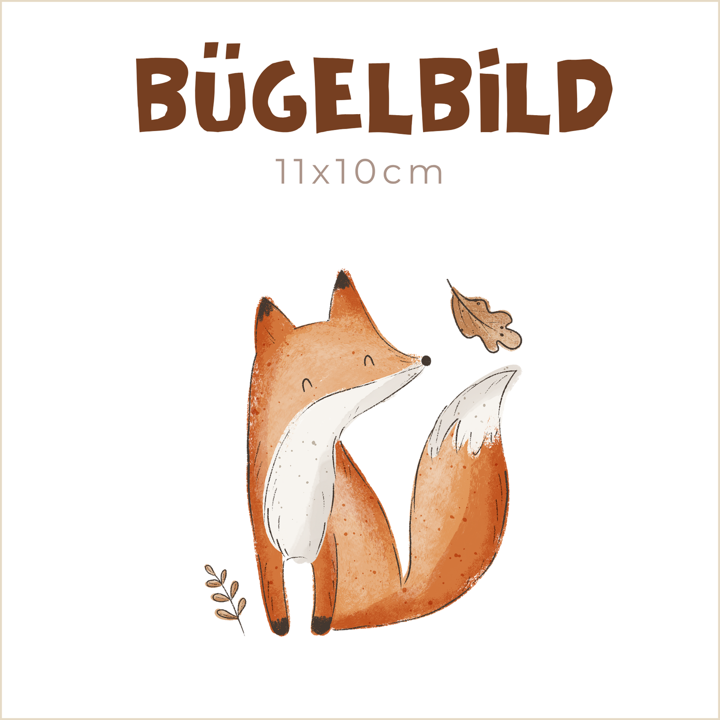 Bügelbild Forest Fox mit Blätter | 11x10cm