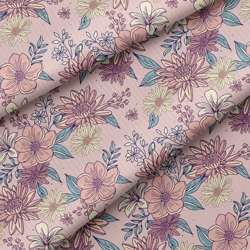 0.5m BIO Ribjersey Frühlingsblümchen rosa