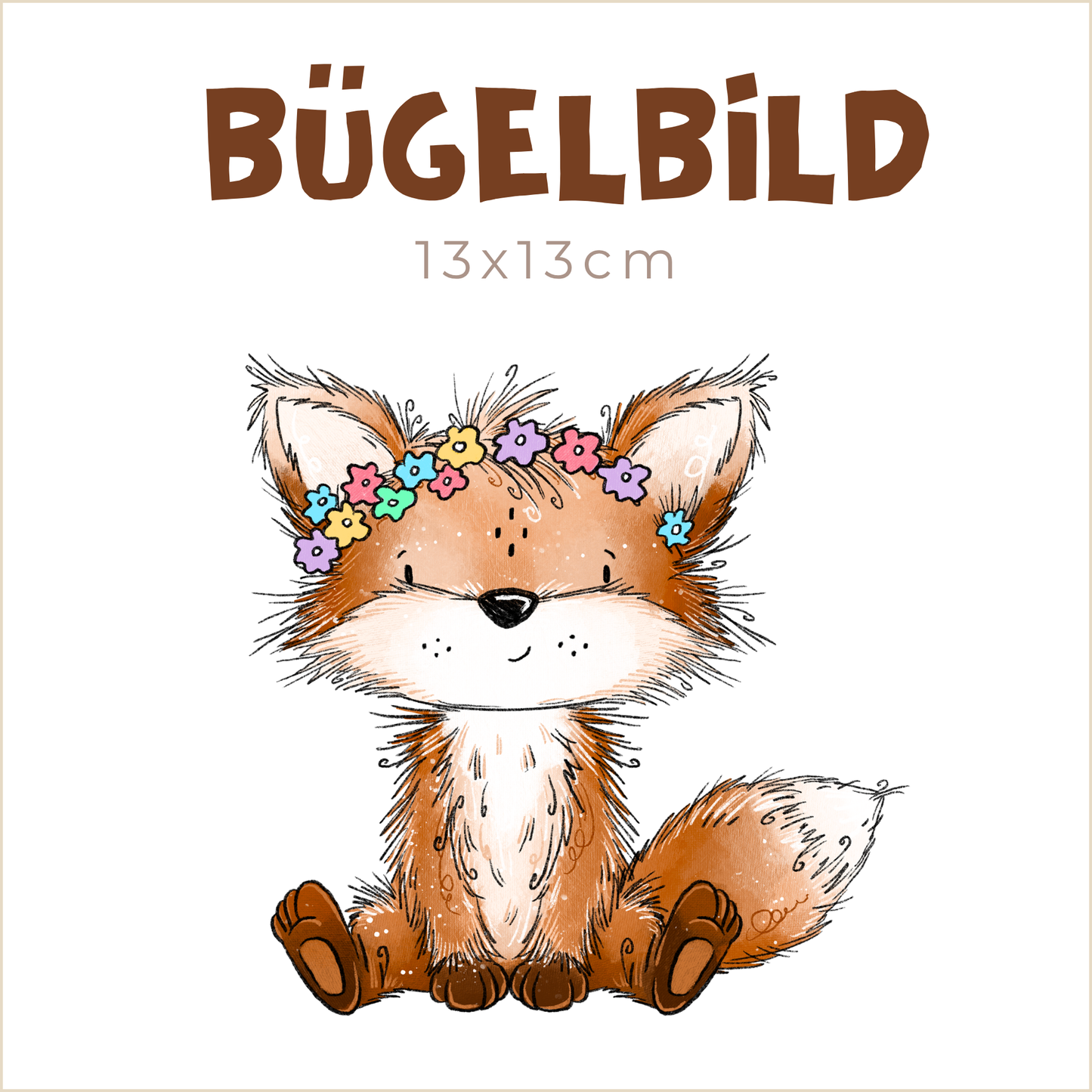 Bügelbild Fuchstag: Blumen | 13x13cm
