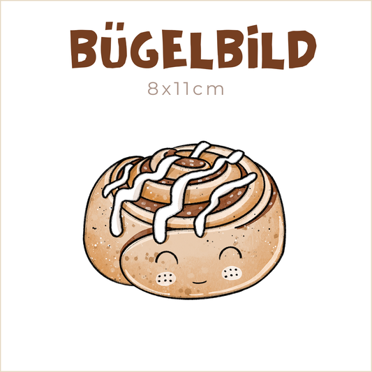 Bügelbild Gebäck: Zimtschnecke Augen zu | 8x11cm