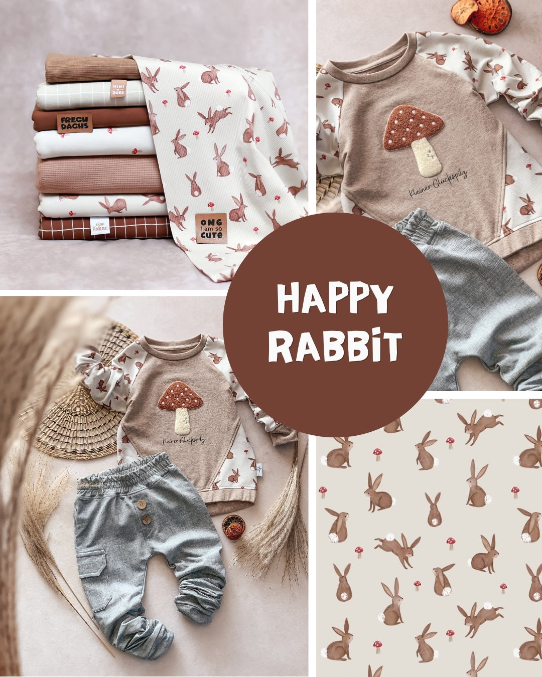 0.5m BIO French Terry Happy Rabbit