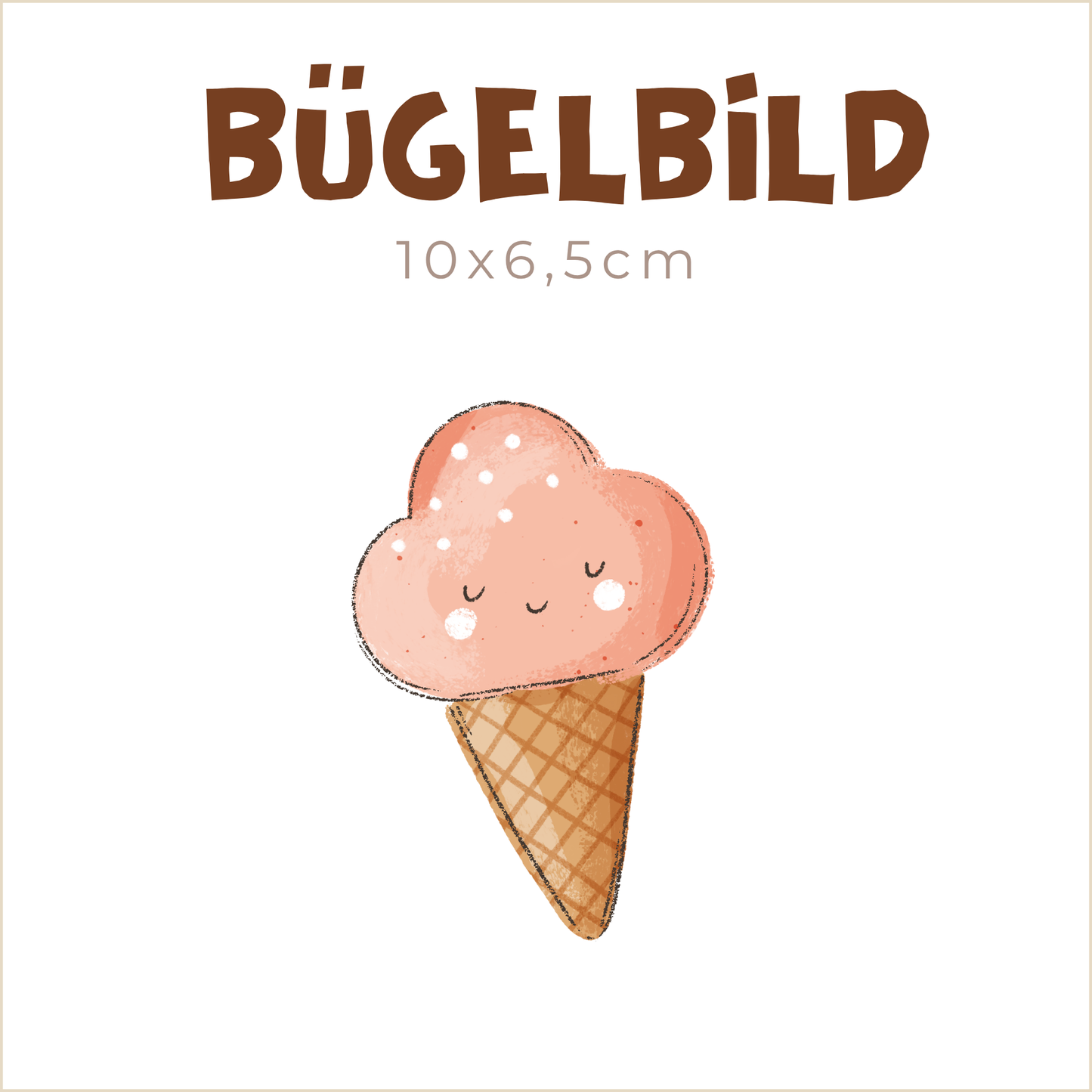 Bügelbild Happy Icecream: Erdbeere | 10x6,5cm