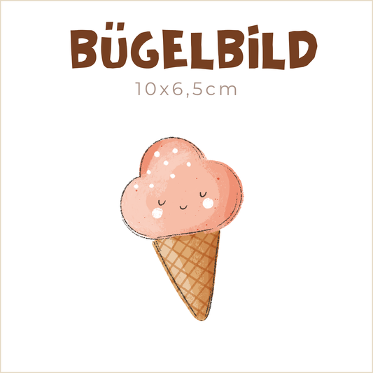 Bügelbild Happy Icecream: Erdbeere | 10x6,5cm