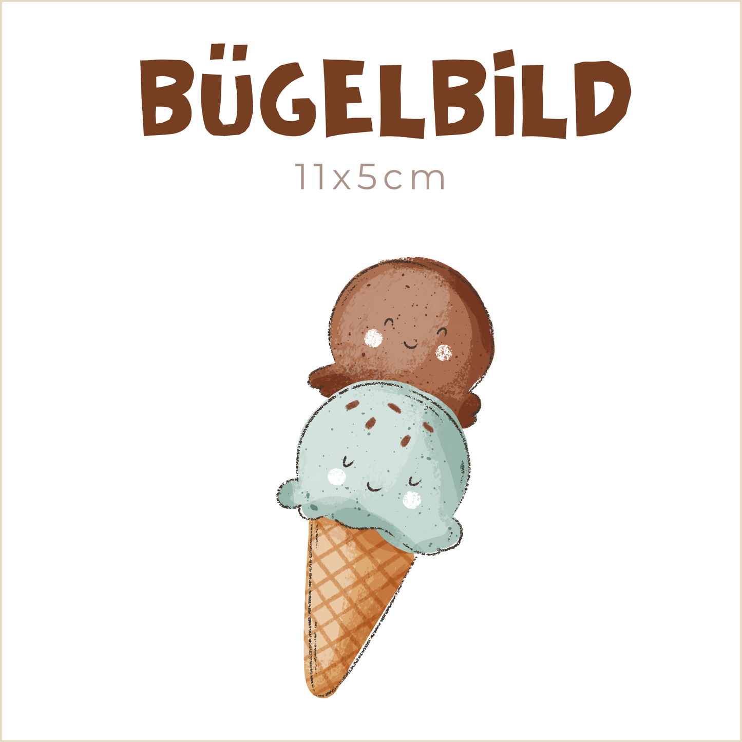 Bügelbild Happy Icecream: Kiwi-Schoko | 11x5cm