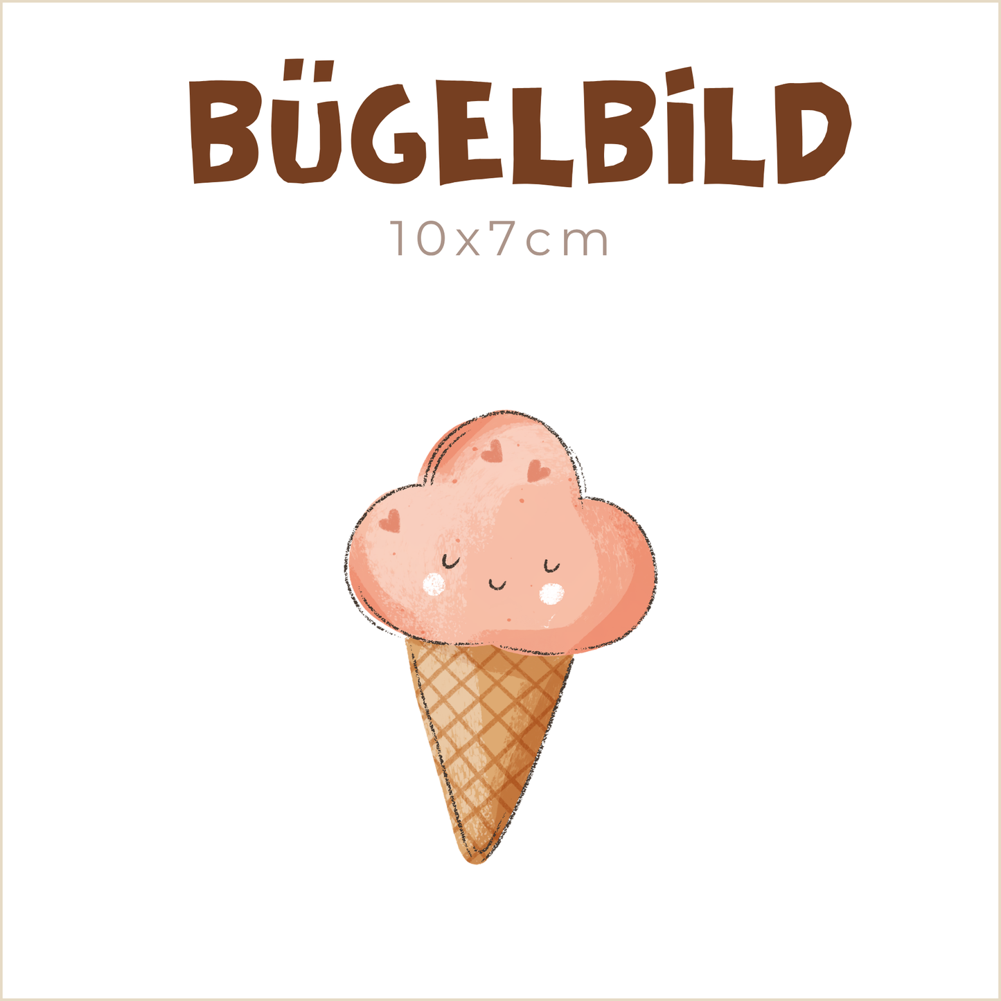 Bügelbild Happy Icecream: Herzen | 10x7cm
