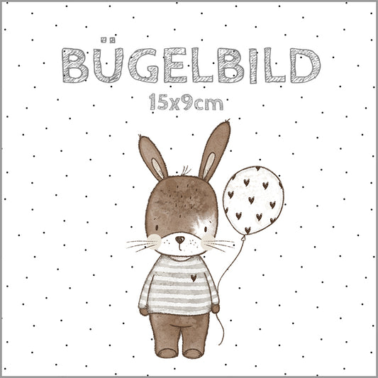 Bügelbild Hase und Luftballon | 15x9cm
