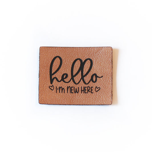 Kunstlederlabel Hello I'm new here | 1 Stück