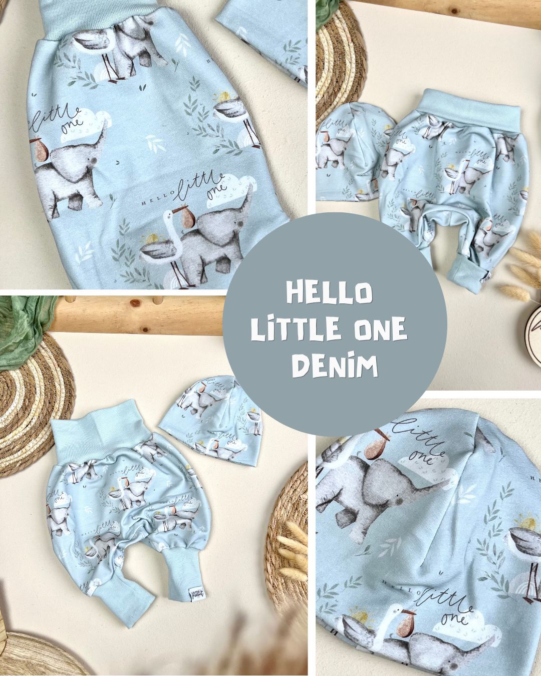 0.5m BIO French Terry Hello Little One denim *VORBESTELLUNG*