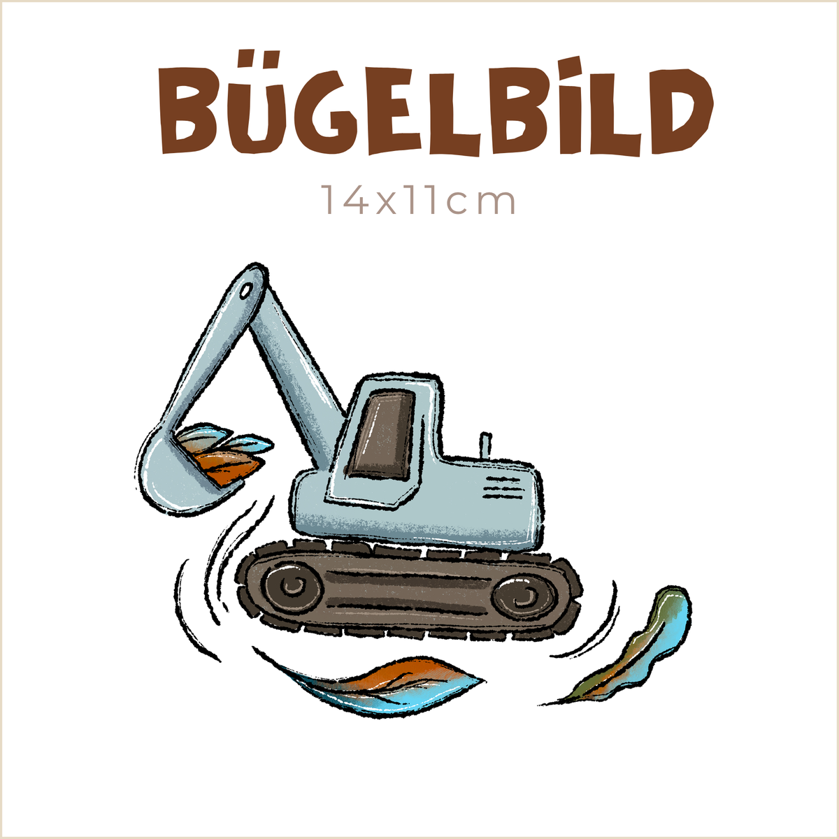 Bügelbild Herbst-Baustelle: Bagger | 14x11cm