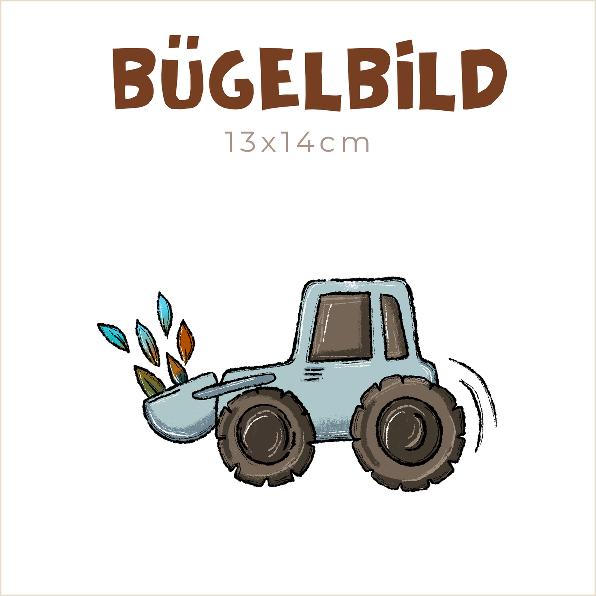 Bügelbild Herbst-Baustelle: Radlader | 8x15cm