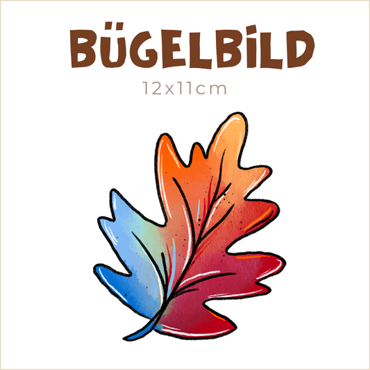 Bügelbild Herbstfuchs bunt: Blatt | 12x11cm