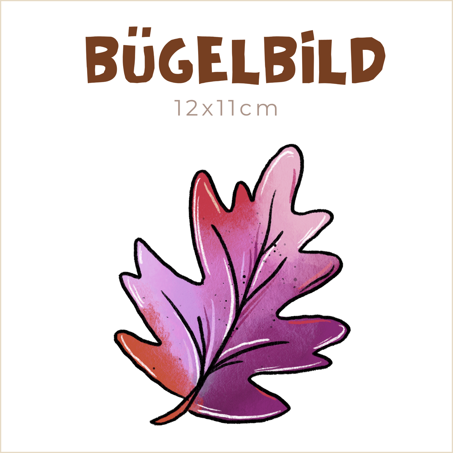 Bügelbild Herbstfuchs lila: Blatt | 12x11cm