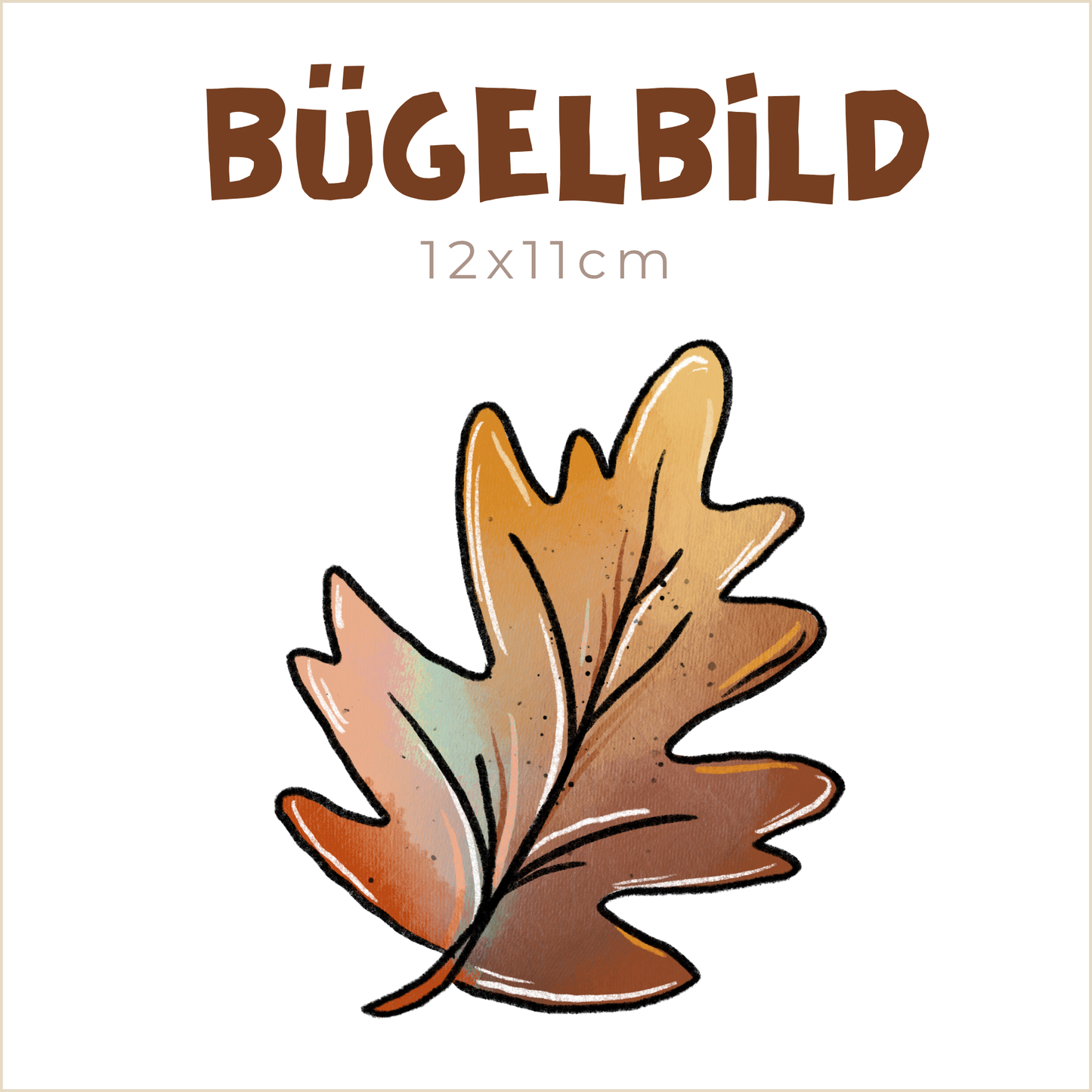 Bügelbild Herbstfuchs natur: Blatt | 12x11cm