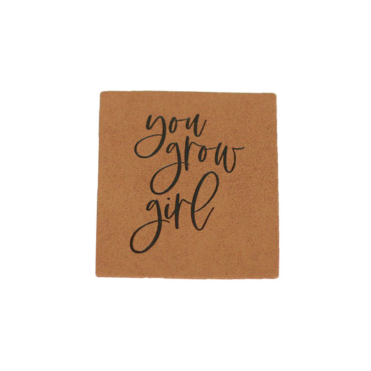 Kunstlederlabel You grow girl *IRON ON* | 1 Stück