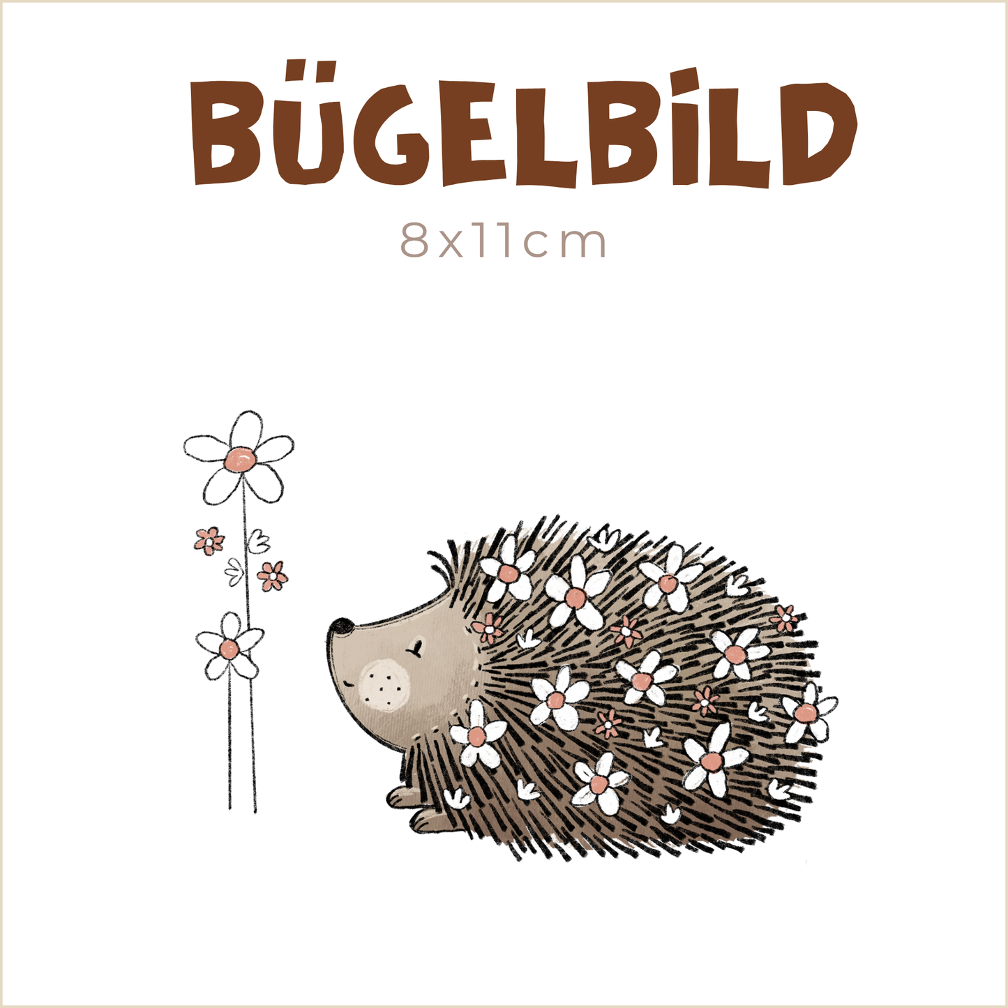 Bügelbild Irma Igel mit Blumen | 8x11cm