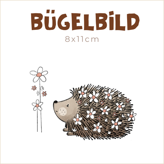Bügelbild Irma Igel mit Blumen | 8x11cm