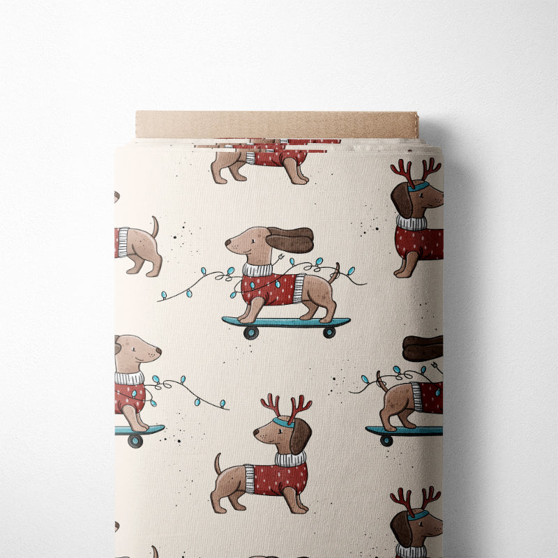 0.5m BIO Ribjersey Dackel-Weihnachten