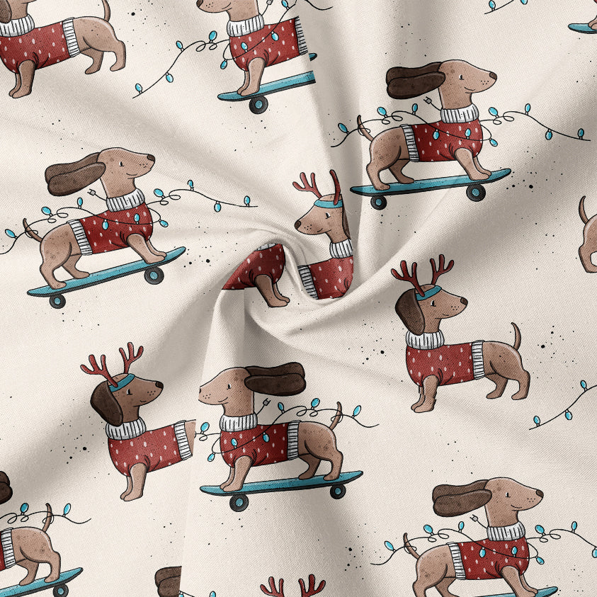 0.5m BIO French Terry Dackel-Weihnachten