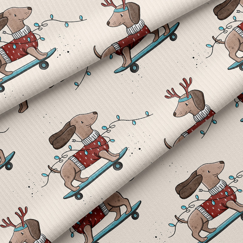 0.5m BIO Ribjersey Dackel-Weihnachten