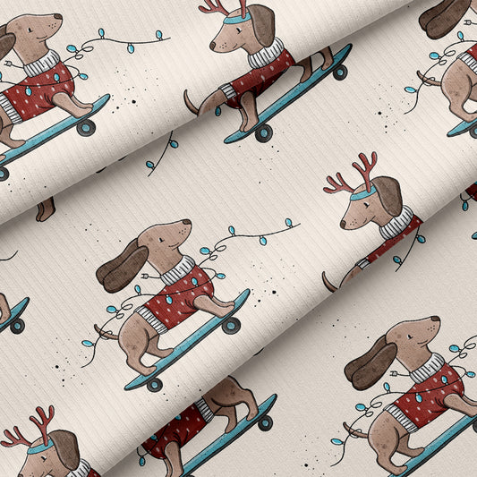 0.5m BIO Ribjersey Dackel-Weihnachten