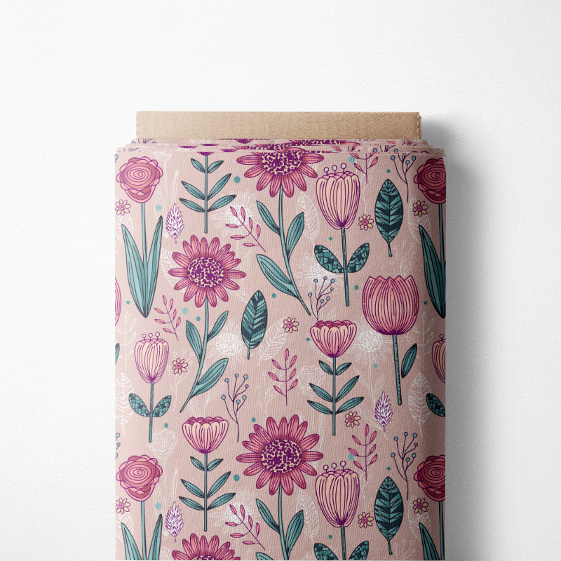 0.5m BIO French Terry Flowerart frühlingsrosa