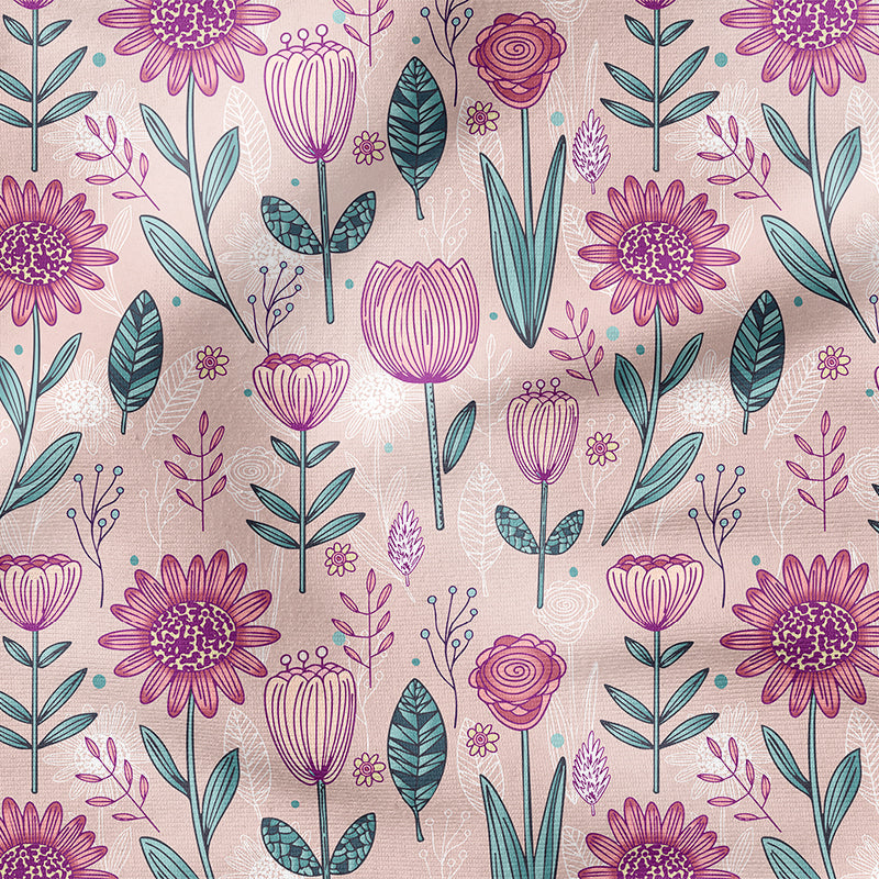 0.5m BIO French Terry Flowerart frühlingsrosa