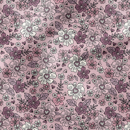 0.5m BIO French Terry Flowerlove violett *STOFFÜBERSICHT*
